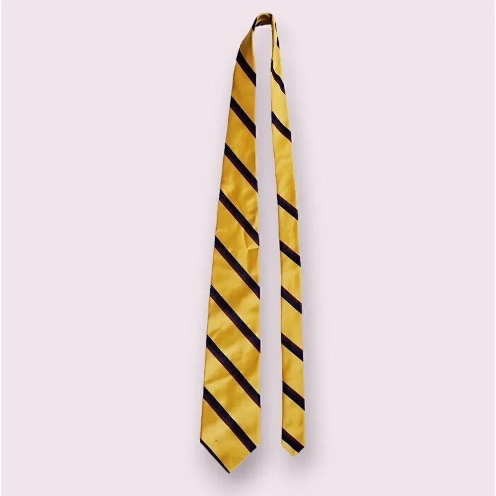 Brooks Brothers Makers Gold, Blue & Red Striped Necktie Tie Preppy | Ivy | Trad